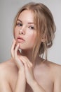 Natural fresh pure beauty portrait closeup of a young attractive model. Royalty Free Stock Photo