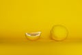 Natural fresh slice yellow lemon fruit for food on colorful background Royalty Free Stock Photo