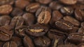 natural freshly roasted coffee beans, top view