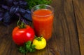 Natural freshly squeezed tomato juice in glass Royalty Free Stock Photo