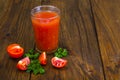 Natural freshly squeezed tomato juice in glass Royalty Free Stock Photo