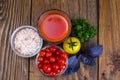 Natural freshly squeezed tomato juice in glass Royalty Free Stock Photo