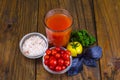 Natural freshly squeezed tomato juice in glass Royalty Free Stock Photo