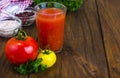 Natural freshly squeezed tomato juice in glass Royalty Free Stock Photo