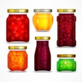 Natural fruit jam preserves jars Royalty Free Stock Photo