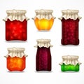 Natural fruit jam preserves jars and retro lid Royalty Free Stock Photo