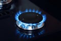 Natural gas burner flame on stove