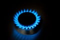 Natural gas burning a blue flames Royalty Free Stock Photo