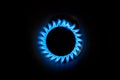 Natural gas burning a blue flames Royalty Free Stock Photo