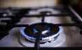 Natural gas burning on kitchen gas stove