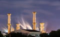 Natural gas factory in night time Royalty Free Stock Photo