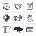 Natural gas industry icon collection