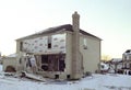 A natural gas explosiion heavily damaged this house