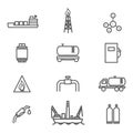 Natural gas line icons set