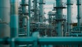 Natural gas pipeline at petrochemical plant night shift generated by AI Royalty Free Stock Photo