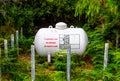 Natural gas station tank in the forest Royalty Free Stock Photo
