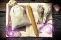 Natural rocks and white sage witchcraft tools