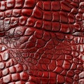 natural genuine crocodile leather skin texture with seamless pattern on red background