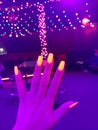 Natural glowing nails black light orange neon