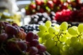 Glucose-rich nutritious organic grapes are laid out on the dessert table