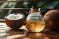 Natural goodness of virgin coconut oil showcased in organic setting Royalty Free Stock Photo