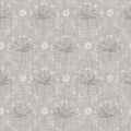 Natural gray french woven linen damask texture background. Old ecru flax wave motif seamless pattern. Organic farmhouse Royalty Free Stock Photo