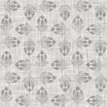 Natural gray french woven linen texture background. Dotty circle eco flax shape motif seamless pattern. Organic yarn