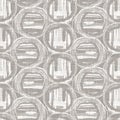 Natural gray french woven linen texture background. Dotty circle eco flax shape motif seamless pattern. Organic yarn