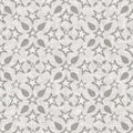 Natural gray french woven linen texture background. Old ecru flax star motif seamless pattern. Rough greige starry block