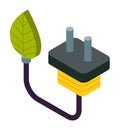 Natural green eco energy icon with electric plug and leaf symbol. Green technology ecosystem Royalty Free Stock Photo