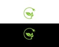 Natural green eco energy icon with electric plug Logo Royalty Free Stock Photo