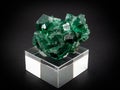 Natural green fluorite mineral on black background