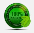 100% natural green label isolated on white.vector Royalty Free Stock Photo