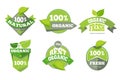 Natural green organic eco labels set Royalty Free Stock Photo