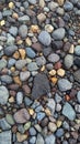Natural Ground Texture: Assortment of River Rocks and Gravel Background Royalty Free Stock Photo