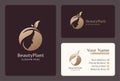 natural hair care logo in gold color with business card template