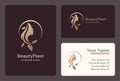 natural hair nutrition logo design, beautiful face chime with leaf symbol