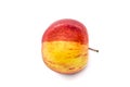 Natural half red ripe apple and half yellow ripe apple Royalty Free Stock Photo