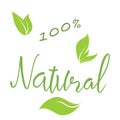 Natural natural hand lettering text and green leaves