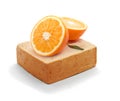 Natural handmade Orange soap on white background
