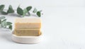 Natural Handmade Soap Bars with Eucalyptus Royalty Free Stock Photo