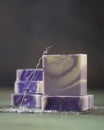 Natural handmade soap with lavender flowers. Aromatic Natural Soap Royalty Free Stock Photo