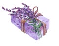 Natural handmade soap with lavender flowers.