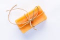 Natural handmade soap with tied with rough rope