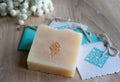 Natural handmade soap with white flowers