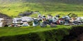 Natural harbour gorge nearby idyllic village Gjogv, most northern village of Eysturoy, Faroe islands