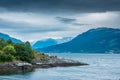 Natural Hardangerfjord fjord landscape of norway Royalty Free Stock Photo