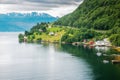 Natural Hardangerfjord fjord landscape of norway Royalty Free Stock Photo