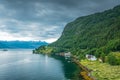 Natural Hardangerfjord fjord landscape of norway Royalty Free Stock Photo