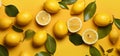 natural fresh fruit freshness background summer juicy yellow food lemon healthy. Generative AI.